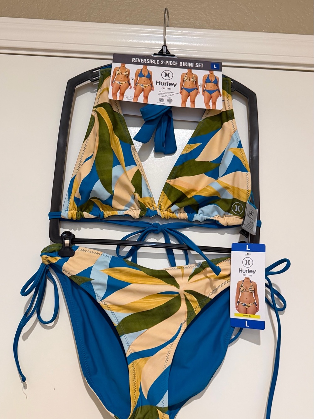 Hurley Teal Tie-Side Reversible Bikini Bottom